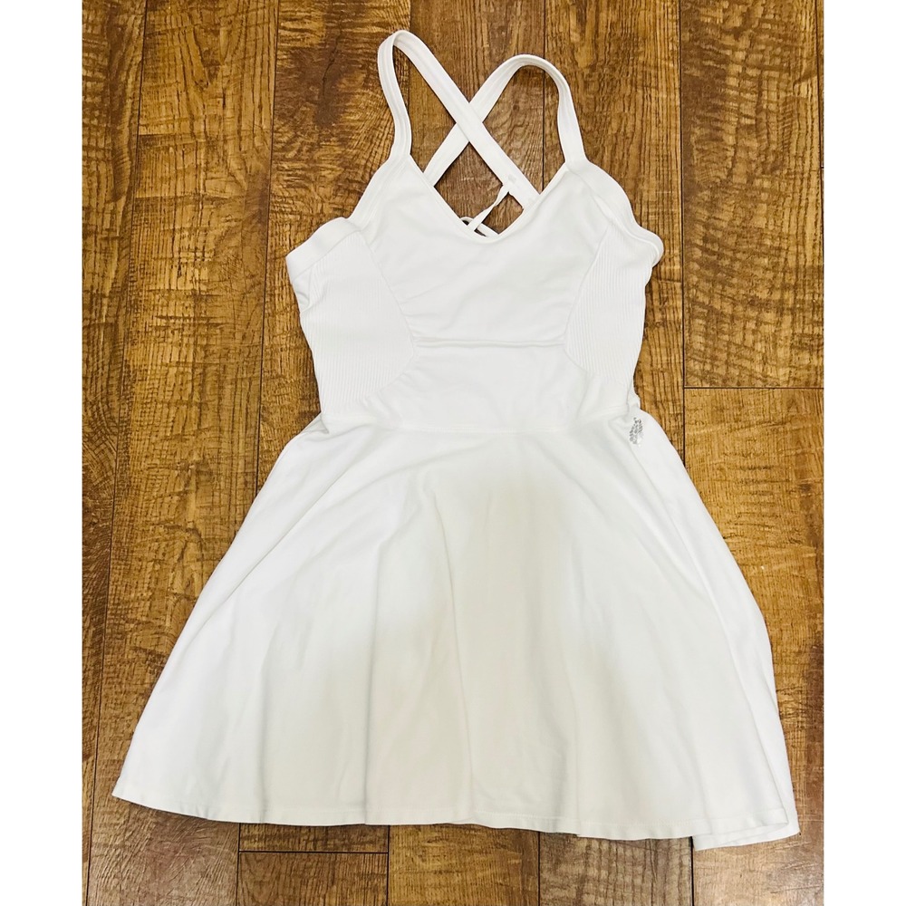 NWT FP Movement White Active Tennis Dress Strappy Back Ribbed Panels XS/S NEW
